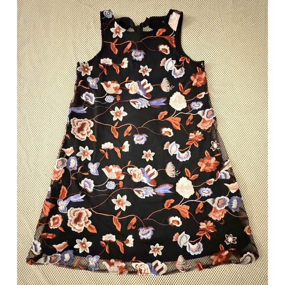 Beige By eci Dress Sz S Embroidered Floral Sleeveless A Line Cottagecore Boho - Picture 6 of 12